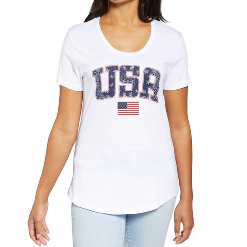 American Shirt White USA Flag Cotton Tee by GALT